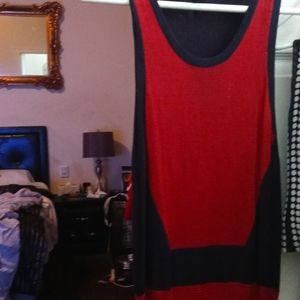 Burgundy and black summer no sleeves dress